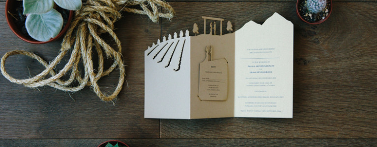 Vineyard Landscape custom wedding invitations